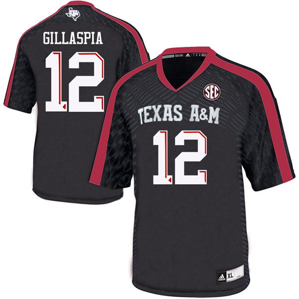 Men #12 Cullen Gillaspia Texas Aggies College Football Jerseys Sale-Black